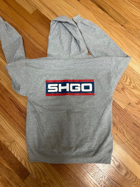 Zip Up Sweatshirt with SHGO on the back.